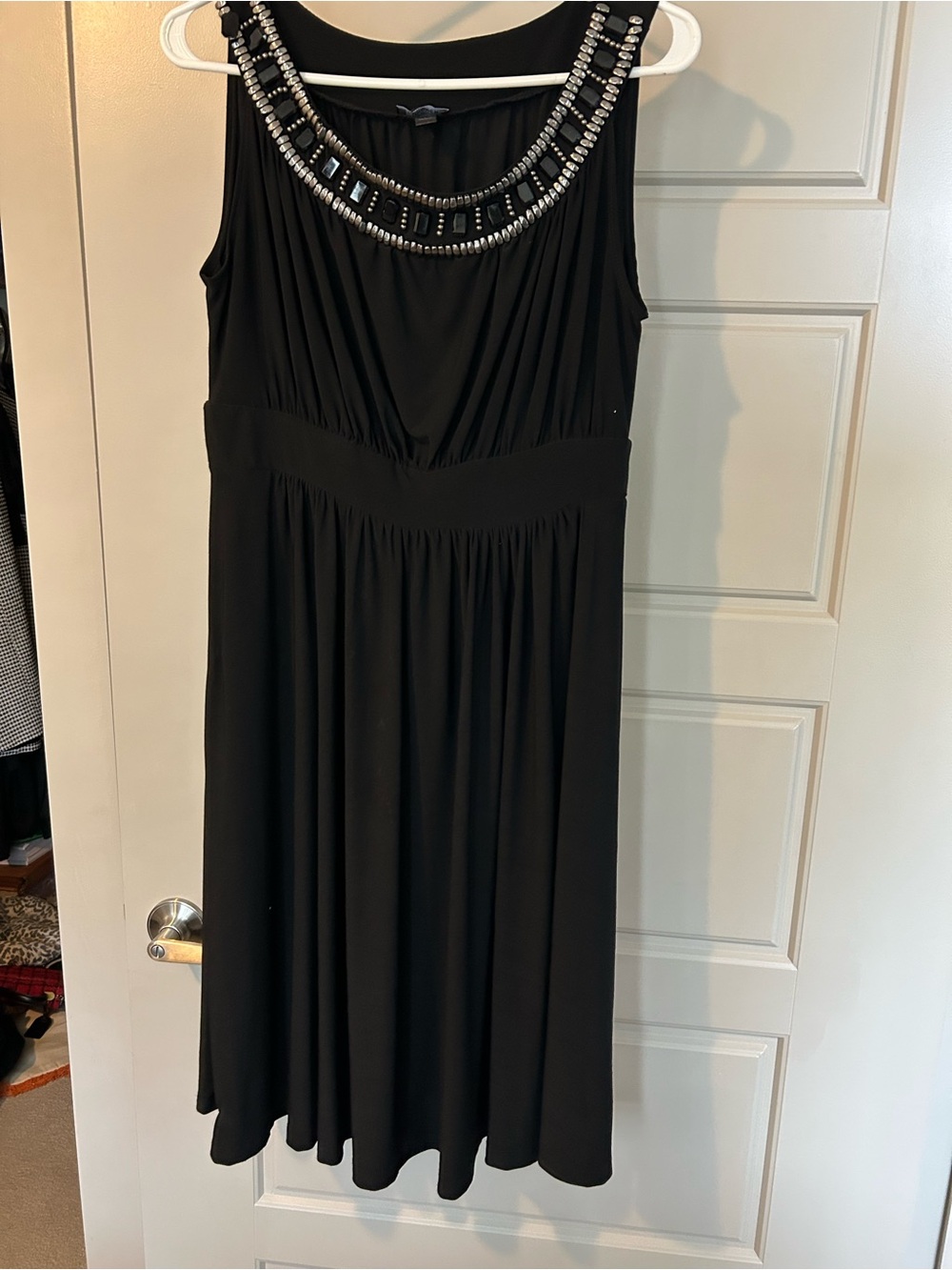Forever 21 Black Midi Dress with Beaded Neckline
